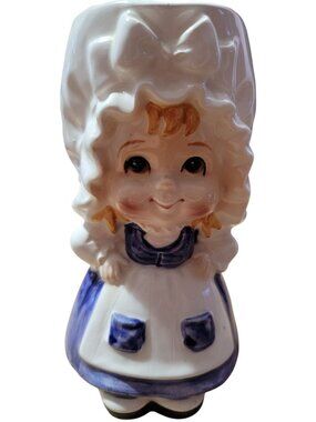 Lefton Betsy Ross Ceramic Pitcher Creamer Jug Blue White Hand-Painted Vintage